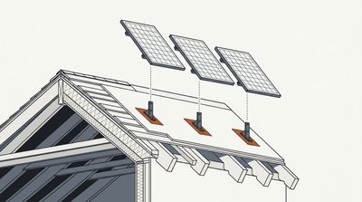Solar panels lifted away from their roof mounts revealing the deck beneath